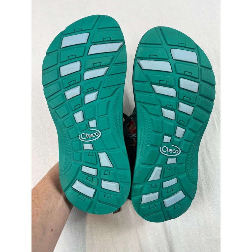 Chaco Z Cloud Kids Sandals Size 4 Black‎ Green Strappy Outdoor Water Shoes
